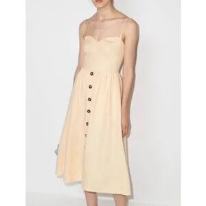 Reformation Cale Linen Midi Dress in Parmesan Size 2